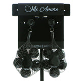Net Dangle-Earrings With Faceted Accents  Black Color #570