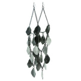 Leaves Drop-Dangle-Earrings With Drop Accents  Gray Color #572