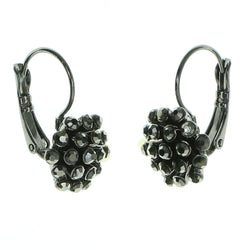 Gray Metal Dangle-Earrings With Crystal Accents #1891