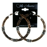 Bronze-Tone Metal Hoop-Earrings With Crystal Accents #1900