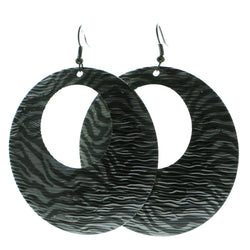Striped Hoop-Earrings Black & Gray Colored #576