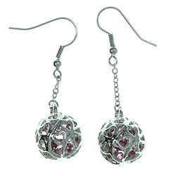 Filigree Drop-Dangle-Earrings With Faceted Accents Silver-Tone & Purple Colored #1913