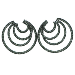 Gray Metal Dangle-Earrings With Crystal Accents #1916