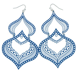 Filigree Drop-Dangle-Earrings Blue Color  #1919
