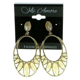 Gold-Tone & Yellow Colored Metal Drop-Dangle-Earrings With Faceted Accents #1926