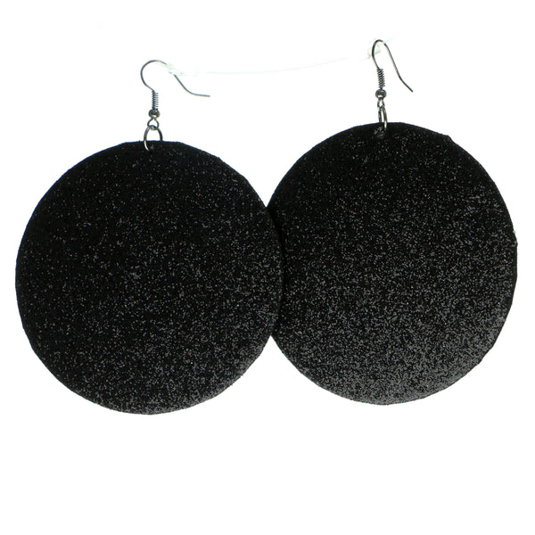 Sparkly Glittered Dangle-Earrings Brown & Silver-Tone Colored #577