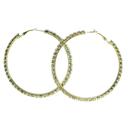 Gold-Tone Metal Hoop-Earrings With Crystal Accents #1928