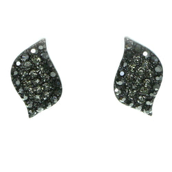 Leaf Stud-Earrings With Crystal Accents  Gray Color #1934