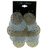Filigree Layered-Chandelier-Earrings With Drop Accents Gold-Tone & White Colored #1939