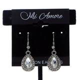 Silver-Tone Metal Dangle-Earrings With Crystal Accents #579