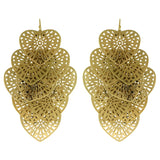 Heart Filigree Drop-Dangle-Earrings Gold-Tone Color  #580
