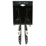Feather Drop-Dangle-Earrings With Crystal Accents Bronze-Tone & Multi Colored #1957