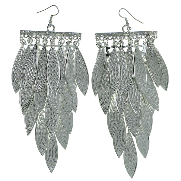 Layered Drop-Dangle-Earrings With Drop Accents  Silver-Tone Color #1963