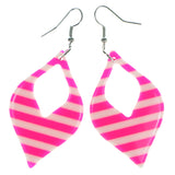 Striped Dangle-Earrings Pink & White Colored #1966
