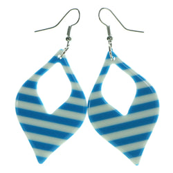 Striped Dangle-Earrings Blue & White Colored #1967