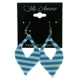 Striped Dangle-Earrings Blue & White Colored #1967
