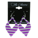 Striped Dangle-Earrings Purple & White Colored #1970