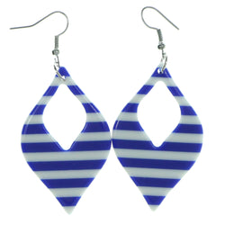 Striped Dangle-Earrings Blue & White Colored #1971