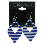 Striped Dangle-Earrings Blue & White Colored #1971