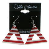 Striped Dangle-Earrings Red & White Colored #1977