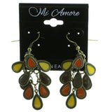 Gold-Tone & Multi Colored Metal Drop-Dangle-Earrings With Colorful Accents #584