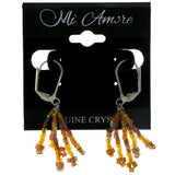 Brown & Amber Colored Acrylic Dangle-Earrings With Bead Accents #2012