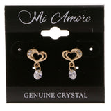 Heart Dangle-Earrings With Crystal Accents  Gold-Tone Color #2014
