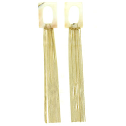 tassel Drop-Dangle-Earrings With Bead Accents White & Gold-Tone Colored #2022