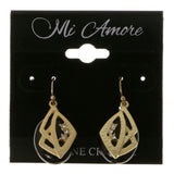 Gold-Tone & Black Colored Metal Dangle-Earrings With Crystal Accents #2023