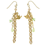 Birds Dangle-Earrings With Bead Accents Colorful & Gold-Tone Colored #2029