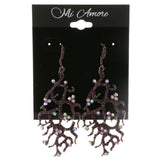 Purple & Black Colored Metal Dangle-Earrings With Crystal Accents #2035