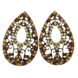 Colorful Metal Stud-Earrings With Crystal Accents #2041