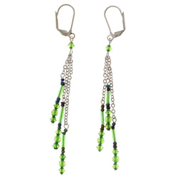 Colorful Metal Dangle-Earrings With Bead Accents #2045