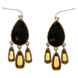 Colorful & Gold-Tone Colored Metal Dangle-Earrings With Crystal Accents #2048