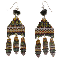 Colorful Metal Dangle-Earrings With Stone Accents #2058