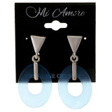 Blue & Silver-Tone Colored Acrylic Drop-Dangle-Earrings #2067