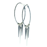 Spike Glitter Hoop-Earrings With Bead Accents Blue & Silver-Tone Colored #592