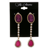 Ornate Dangle-Earrings With Crystal Accents Purple & Gold-Tone Colored #2075