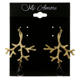Branches Dangle-Earrings With Crystal Accents Gold-Tone & Black Colored #2081