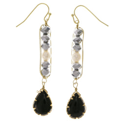 Colorful Metal Dangle-Earrings With Stone Accents #2087