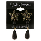 Starfish Drop-Dangle-Earrings With Bead Accents Black & Gold-Tone Colored #2093