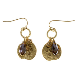 Gold-Tone Metal Dangle-Earrings With Crystal Accents #2102