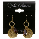 Gold-Tone Metal Dangle-Earrings With Crystal Accents #2102