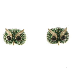 Owls Stud-Earrings With Crystal Accents  Colorful #2114