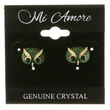 Owls Stud-Earrings With Crystal Accents  Colorful #2114