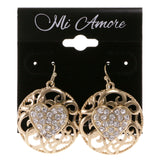 Heart Dangle-Earrings With Crystal Accents  Gold-Tone Color #2126