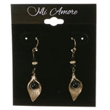 Gold-Tone & Black Colored Metal Dangle-Earrings With Crystal Accents #2131