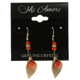 Leaves Dangle-Earrings With Crystal Accents  Colorful #2133