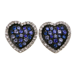 Heart Stud-Earrings With Crystal Accents White & Silver-Tone Colored #2138