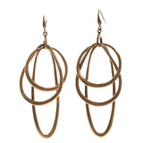Bronze-Tone Metal Dangle-Earrings #601